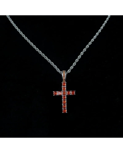 Ethnic Style Diamond Cross Hemp Flowers Chain Titanium Steel Necklace Colorza