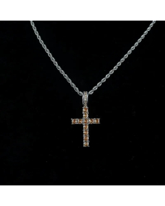 Ethnic Style Diamond Cross Hemp Flowers Chain Titanium Steel Necklace Colorza