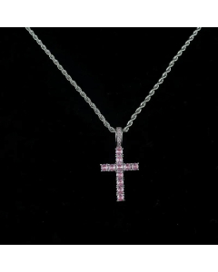 Ethnic Style Diamond Cross Hemp Flowers Chain Titanium Steel Necklace Colorza