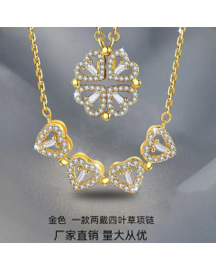 Elegant Heart Shape Titanium Steel Rhinestones Pendant Necklace Colorza