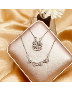 Elegant Heart Shape Titanium Steel Rhinestones Pendant Necklace Colorza