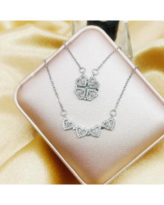 Elegant Heart Shape Titanium Steel Rhinestones Pendant Necklace Colorza