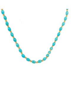 Vintage Style Beaded Geometric Turquoise Titanium Steel Necklace Colorza