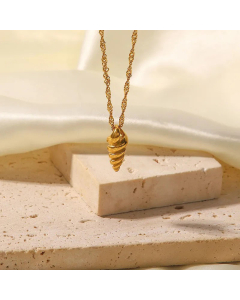 Fashion Spiral Stripe Plating Pendant Stainless Steel Titanium Steel  Necklace