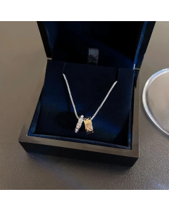 Heart Shape Bow Knot Butterfly Ziron Inlaid Pendant Titanium Steel Plating Necklace Colorza