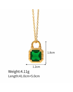 Fashion Lock Inlay Zircon Stainless Steel Titanium Steel Pendant Necklace