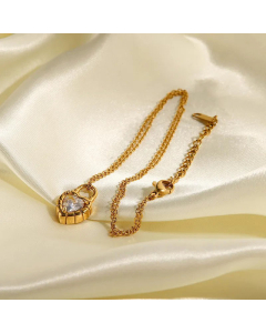 Fashion Heart Shape Inlay Zircon Stainless Steel Titanium Steel Pendant Necklace