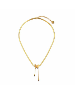 Fashion Gold Plated Butterfly Pearl Titanium Steel Pendant Necklace Colorza