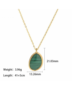 Elegant Water Droplets Gold Plated Natural Stone Pendant Stainless Steel Titanium Steel Necklace