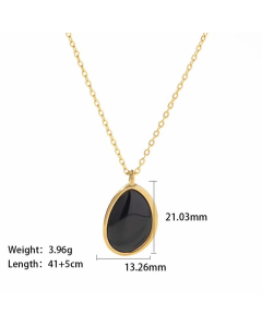 Elegant Water Droplets Gold Plated Natural Stone Pendant Stainless Steel Titanium Steel Necklace