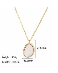 Elegant Water Droplets Gold Plated Natural Stone Pendant Stainless Steel Titanium Steel Necklace