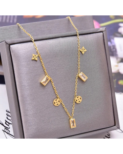 Fashion Plating White Zircon Diamond Flower Stainless Steel Necklace Colorza