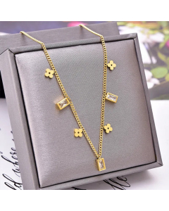 Wholesale Fashion Geometric Titanium Steel Plating Zircon Necklace Colorza