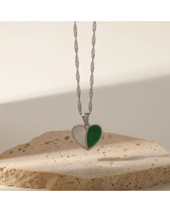 Fashion Enamel Heart Shape Pendant Stainless Steel Titanium Steel Necklace