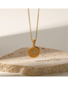Fashion Gold Plated Artificial Diamond Devil's Eye Stainless Steel Titanium Steel Pendant Necklace
