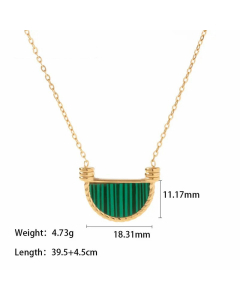 Elegant Inlay Shell Semicircle Stainless Steel Titanium Steel Pendant Necklace