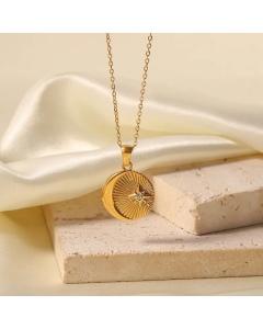 Fashion Gold Plated Artificial Diamond Star Stainless Steel Pendant Necklace