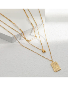 Fashion Square Tag Stainless Steel Layered Necklaces Colorza