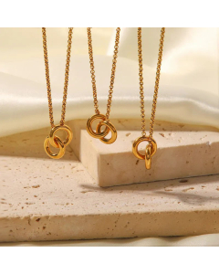 Classic Round Stainless Steel Titanium Steel Gold Plated Pendant Necklace