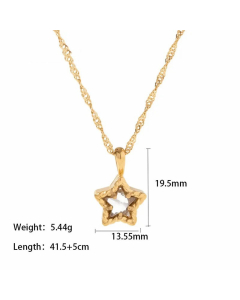 Fashion Pentagram Gold Plated Zircon Pendant Stainless Steel Titanium Steel Necklace