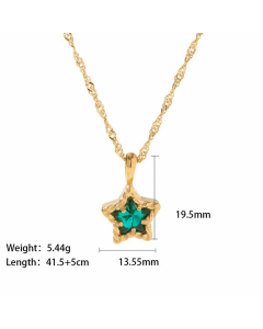 Fashion Pentagram Gold Plated Zircon Pendant Stainless Steel Titanium Steel Necklace