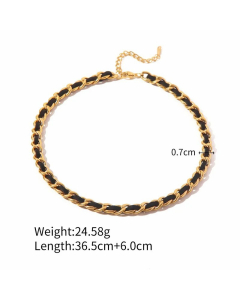 Casual Geometric Pu Leather Titanium Steel Plating Necklace