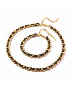 Casual Geometric Pu Leather Titanium Steel Plating Necklace