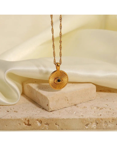 Fashion Devil's Eye Gold Plated Pendant Stainless Steel Titanium Steel Necklace