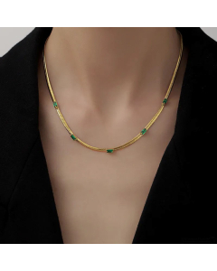 Fashion Color Block Zircon Titanium Steel Necklace