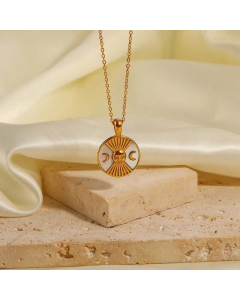 Fashion Gold Plated Shell Round Stainless Steel Titanium Steel Pendant Necklace