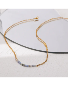 Fashion Natural Stone Beads Stainless Steel Necklace Colorza