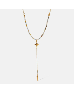 Fashion Star Pendant Stainless Steel Natural Stone Necklace Colorza