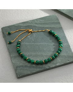 Fashion Round Natural Stone Beaded Stainless Steel Necklace Colorza 