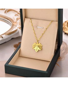 Retro Maple Leaf Pendent Titanium Steel Necklace Wholesale