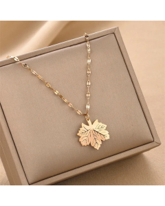 Retro Maple Leaf Pendent Titanium Steel Necklace Wholesale
