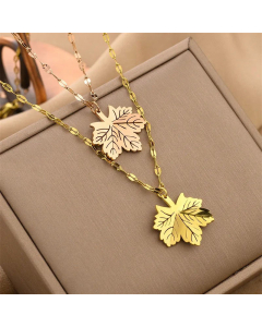 Retro Maple Leaf Pendent Titanium Steel Necklace Wholesale