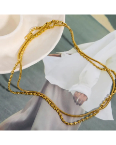 Plain Solid Color Stainless Steel Plating Layered Necklaces Colorza 