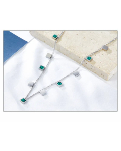 Retro Enamel Hexagon Square Stainless Steel Necklace Colorza-Steel Color-01