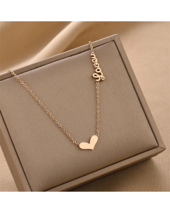 Minimalism Letter Heart Shape Pendent Titanium Steel Necklace Colorza