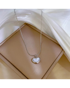 Minimalism Heart Shape Titanium Steel Inlay Shell Pendant Necklace Colorza