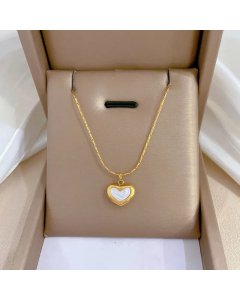 Minimalism Heart Shape Titanium Steel Inlay Shell Pendant Necklace Colorza