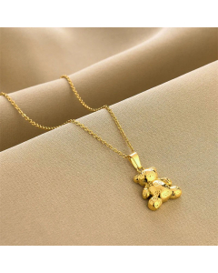 Cute Letter Bear Pendent Titanium Steel Plating Necklace