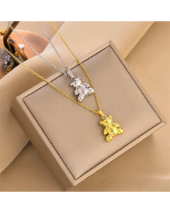 Cute Letter Bear Pendent Titanium Steel Plating Necklace