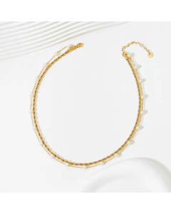 Elegant Double Layer Inlay Artificial Pearls Twist Stainless Steel Necklace