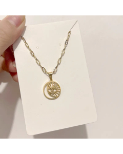 Fashion Square Plate Stereo Eyes Titanium Steel Plating Pendant Necklace