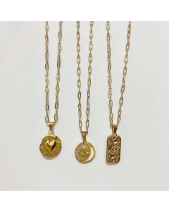 Fashion Square Plate Stereo Eyes Titanium Steel Plating Pendant Necklace