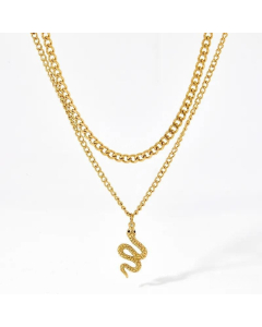 Casual Snake Pendent Stainless Steel Plating Layered Necklace