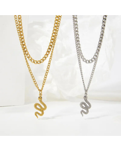 Casual Snake Pendent Stainless Steel Plating Layered Necklace