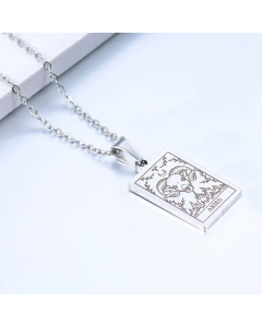 Simple Style Constellation Tag Stainless Steel Plating Necklace-Steel Color-Aries