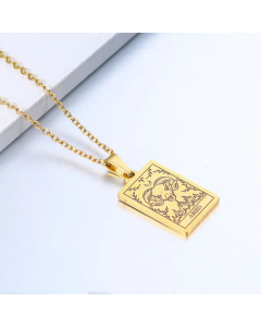 Simple Style Constellation Tag Stainless Steel Plating Necklace-Gold Color-Aries